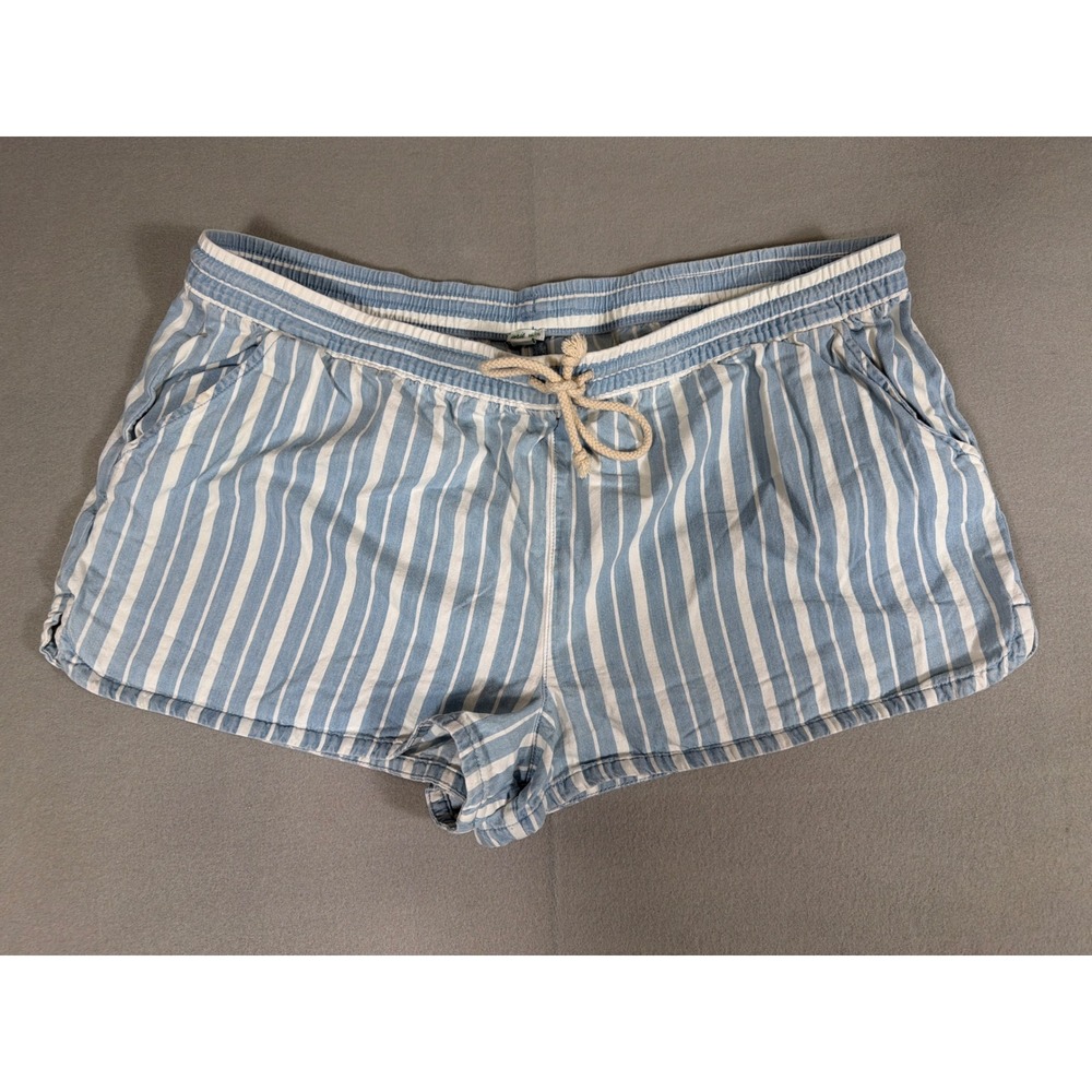 Aerie Blue White Striped Drawstring Shorts XXL Womens Pockets Casual Summer